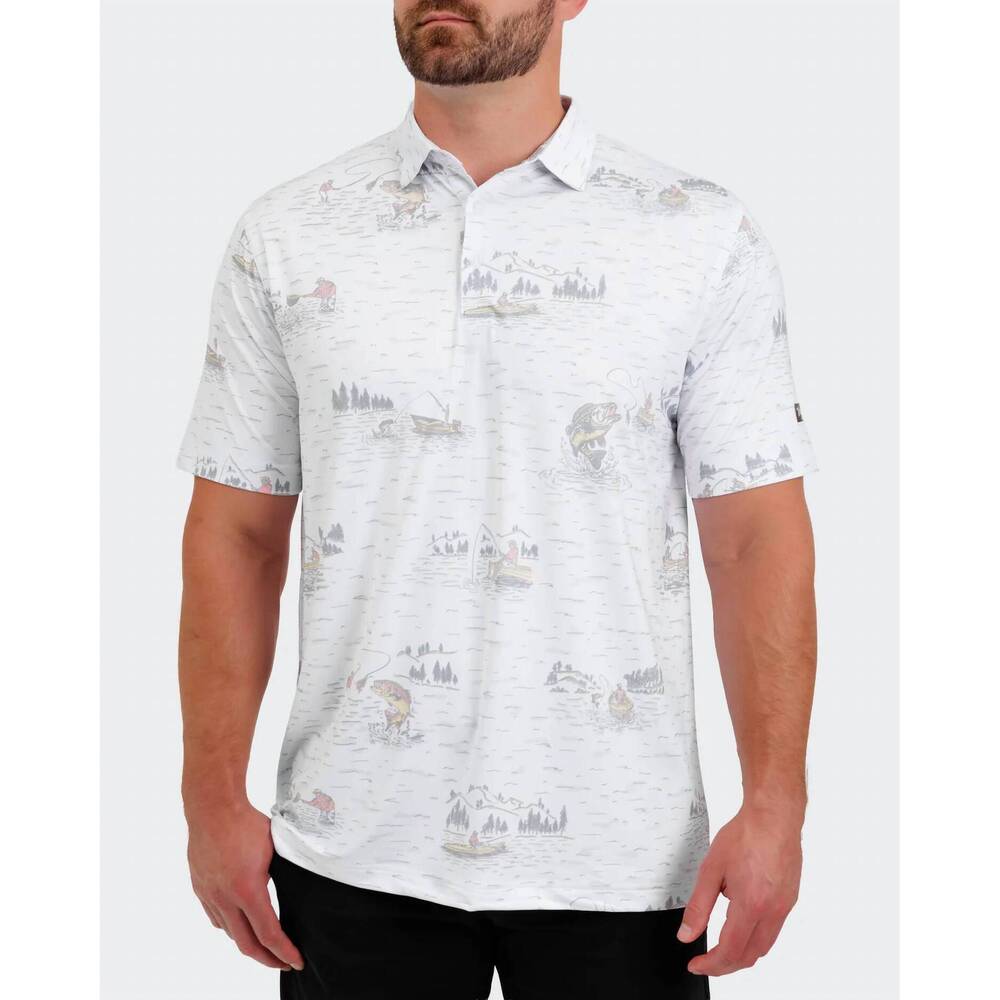 NEW WAGGLE GOLF tight lines polo in white